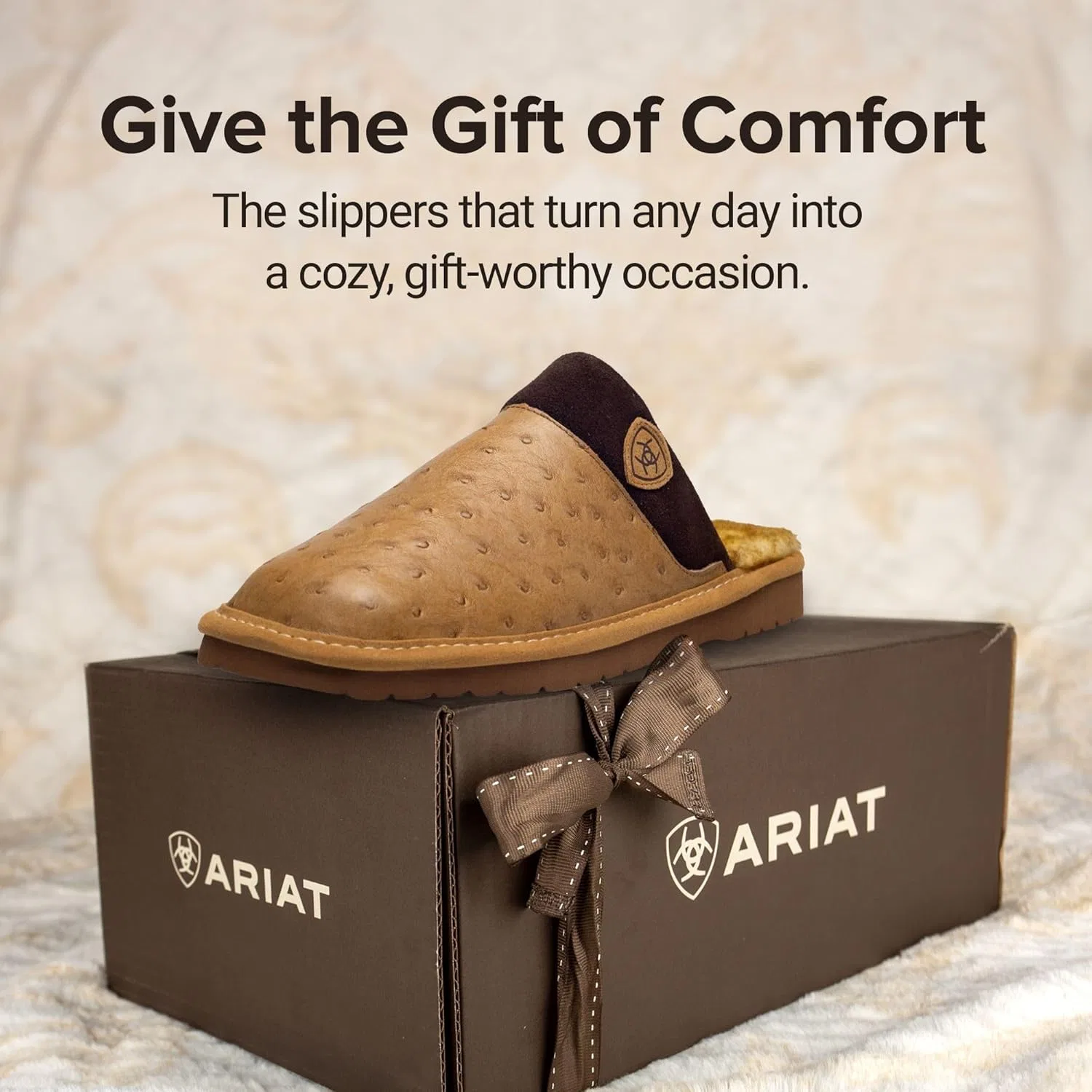 Мужские теплые и удобные домашние/уличные тапочки ARIAT Silversmith из экзотической кожи с кожаным верхом — фото 4