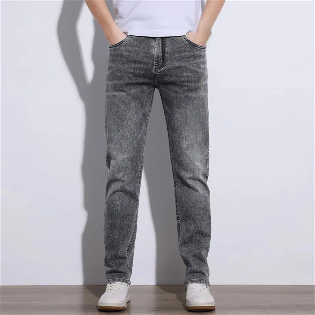 Джинсы Slim Straight Stretch, светло-синий — фото 3