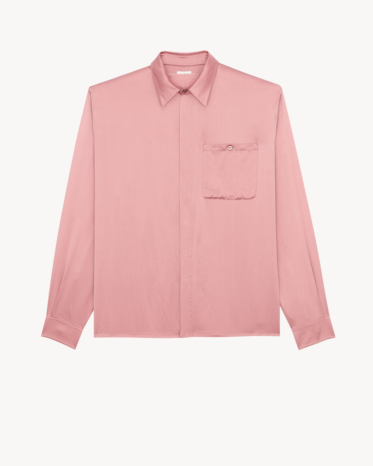 

Рубашка из крепа на шелковой атласной основе SAINT LAURENT, розовый