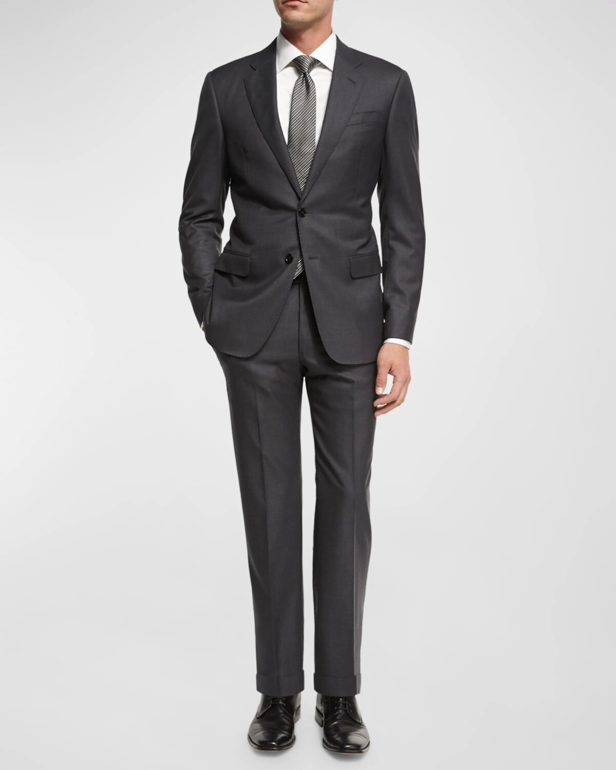 

Базовый шерстяной костюм-двойка Mne's Giorgio Armani, цвет Solid Dark Grey