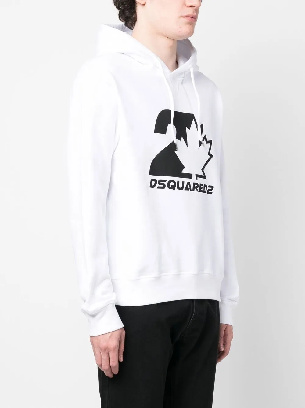 Толстовка с капюшоном и завязками на шнурке с логотипом DSQUARED2, белый — фото 3