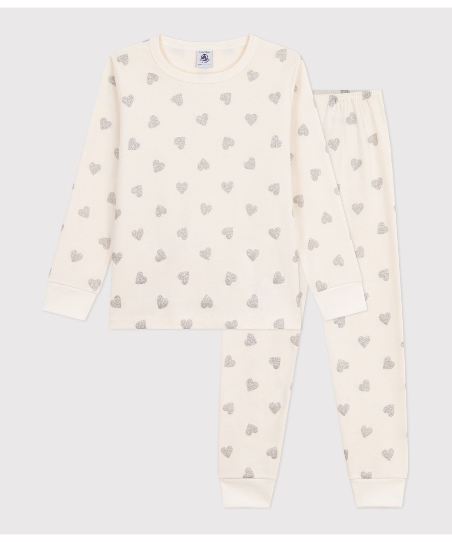 Пижама PETIT BATEAU, Off-white/gray