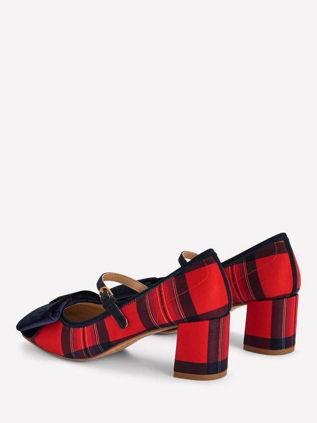 Туфли-лодочки Mary Jane с клетчатым принтом и декоративным бантом Boden, Red/Multi — фото 4