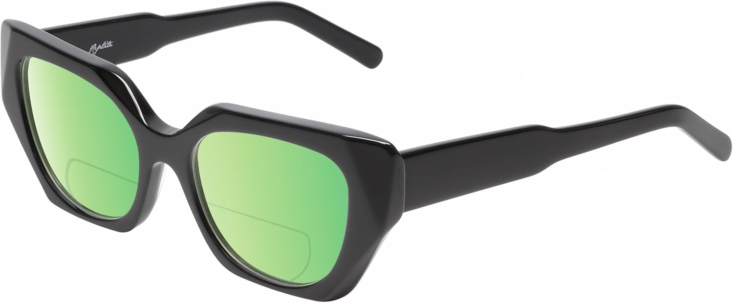 

Женские поляризованные бифокальные солнцезащитные очки Cryptodira для чтения, с защитой от УФ-излучения, для спорта и вождения. Тонированные Reptile, Gloss Black/Polarized Green Mirror