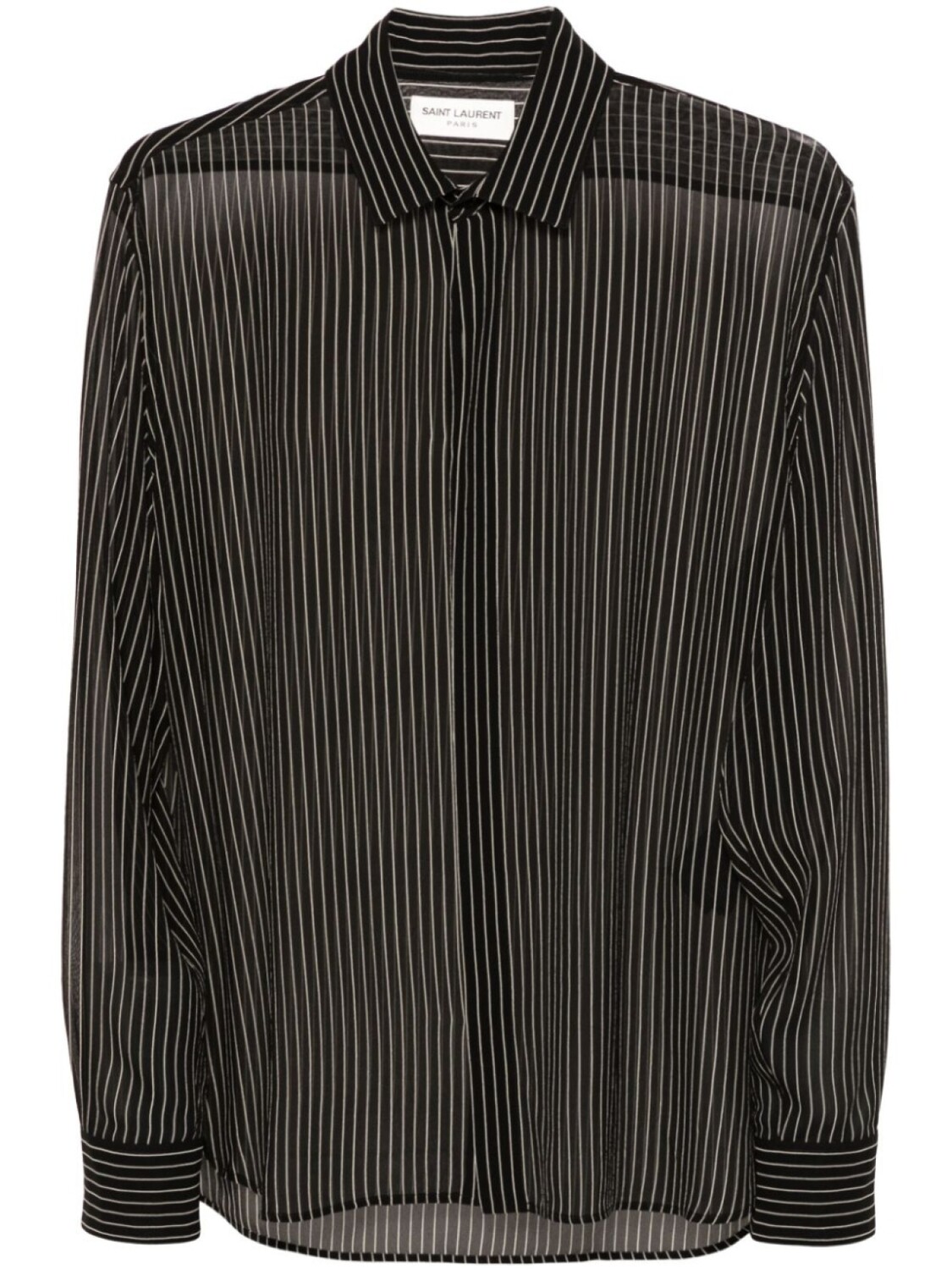 

Saint Laurent шелковая рубашка в тонкую полоску, черный
