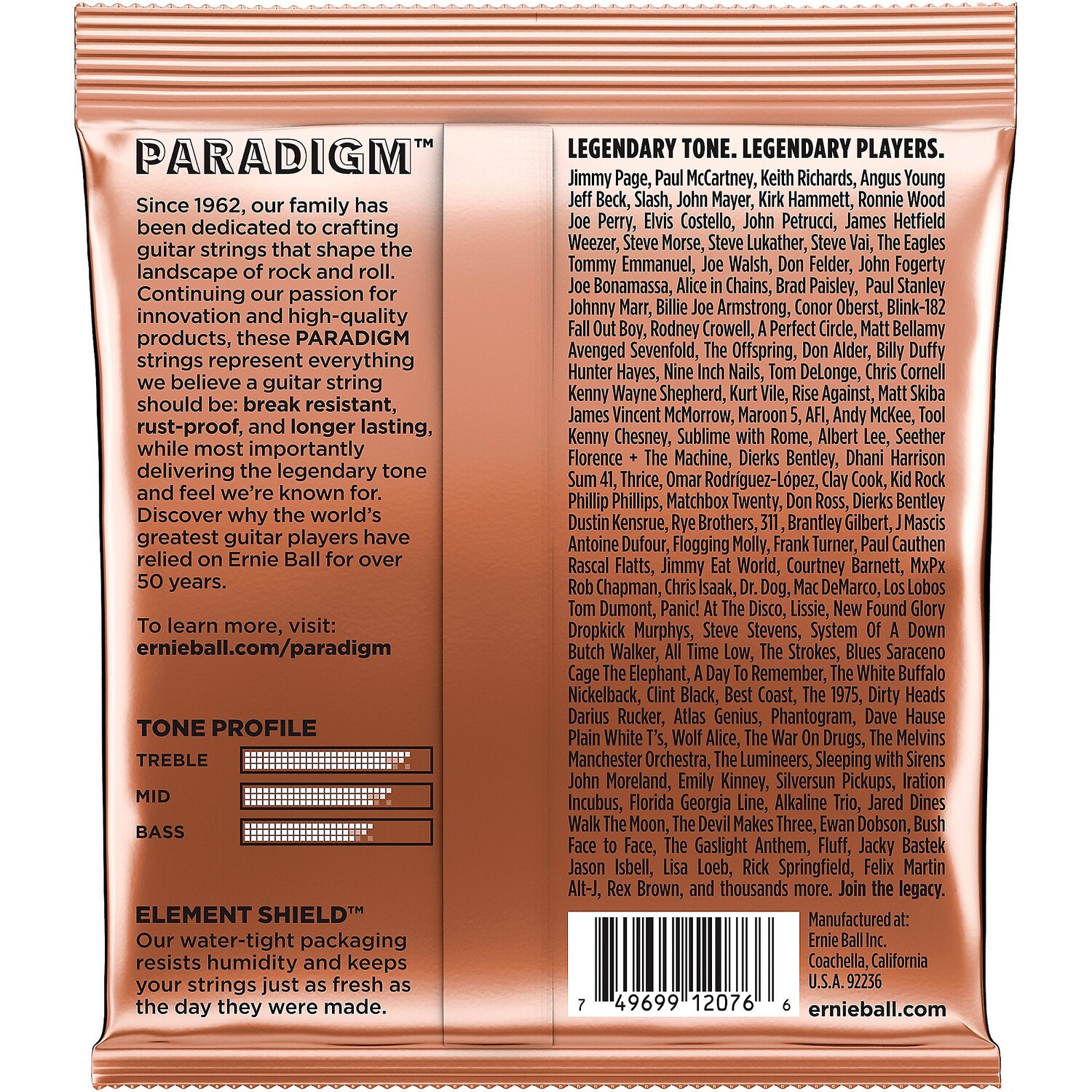 

Струны для акустической гитары Ernie Ball Paradigm из фосфористой бронзы, средний свет