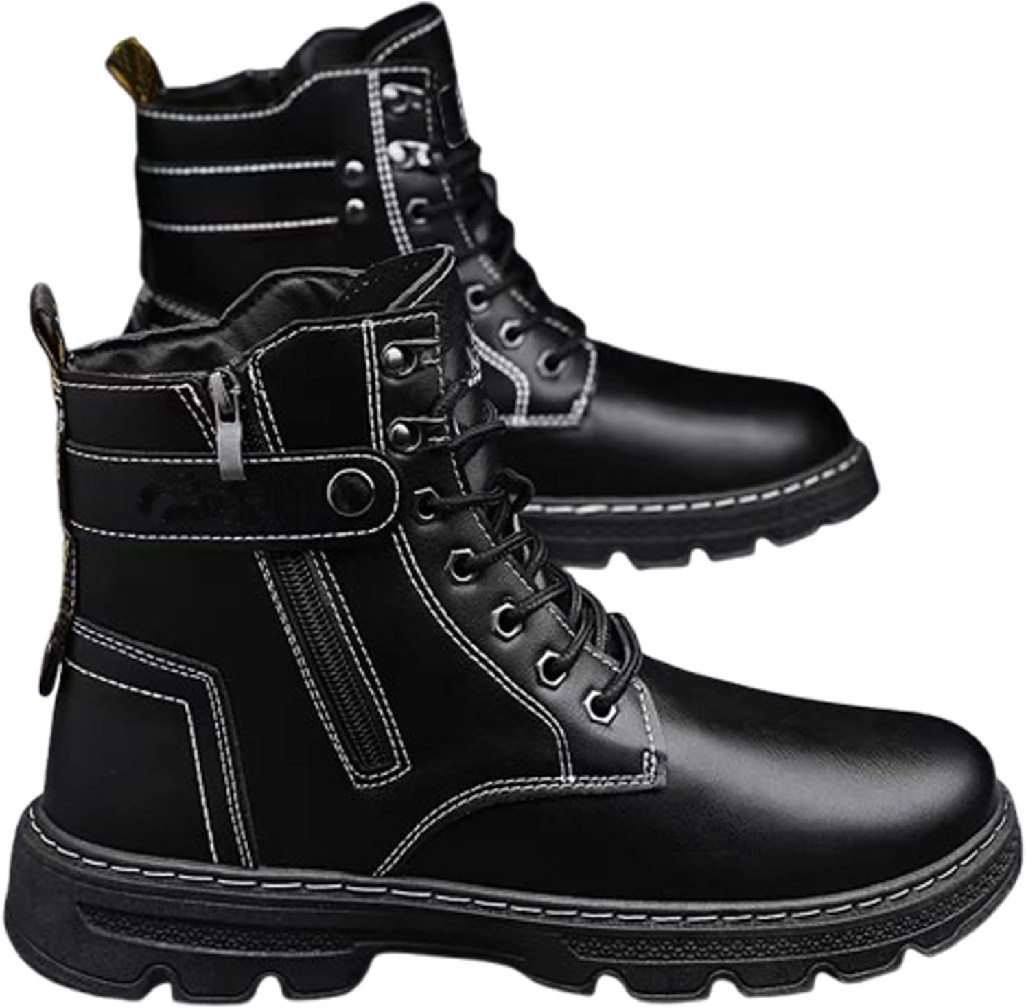 

Мужские ботинки, военные ботинки, кожаные ботинки, черные ботинки, средние походные ботинки с противоскользящей подошвой Generic