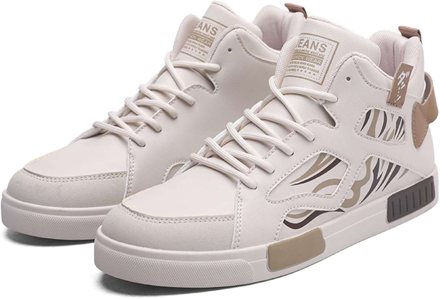 

Мужские высокие кеды Dacnakby, модные скейтботы бело-серого цвета, спортивная обувь на шнуровке, повседневная спортивная обувь с зебровым узором, хип-хоп стиль