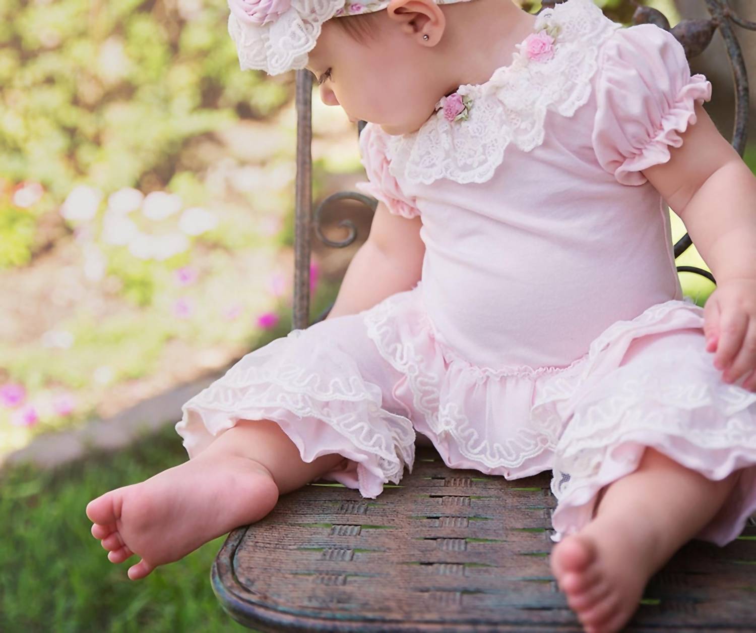 Детские леггинсы Sweet Pea для девочек в розовом цвете Haute Baby — фото 2
