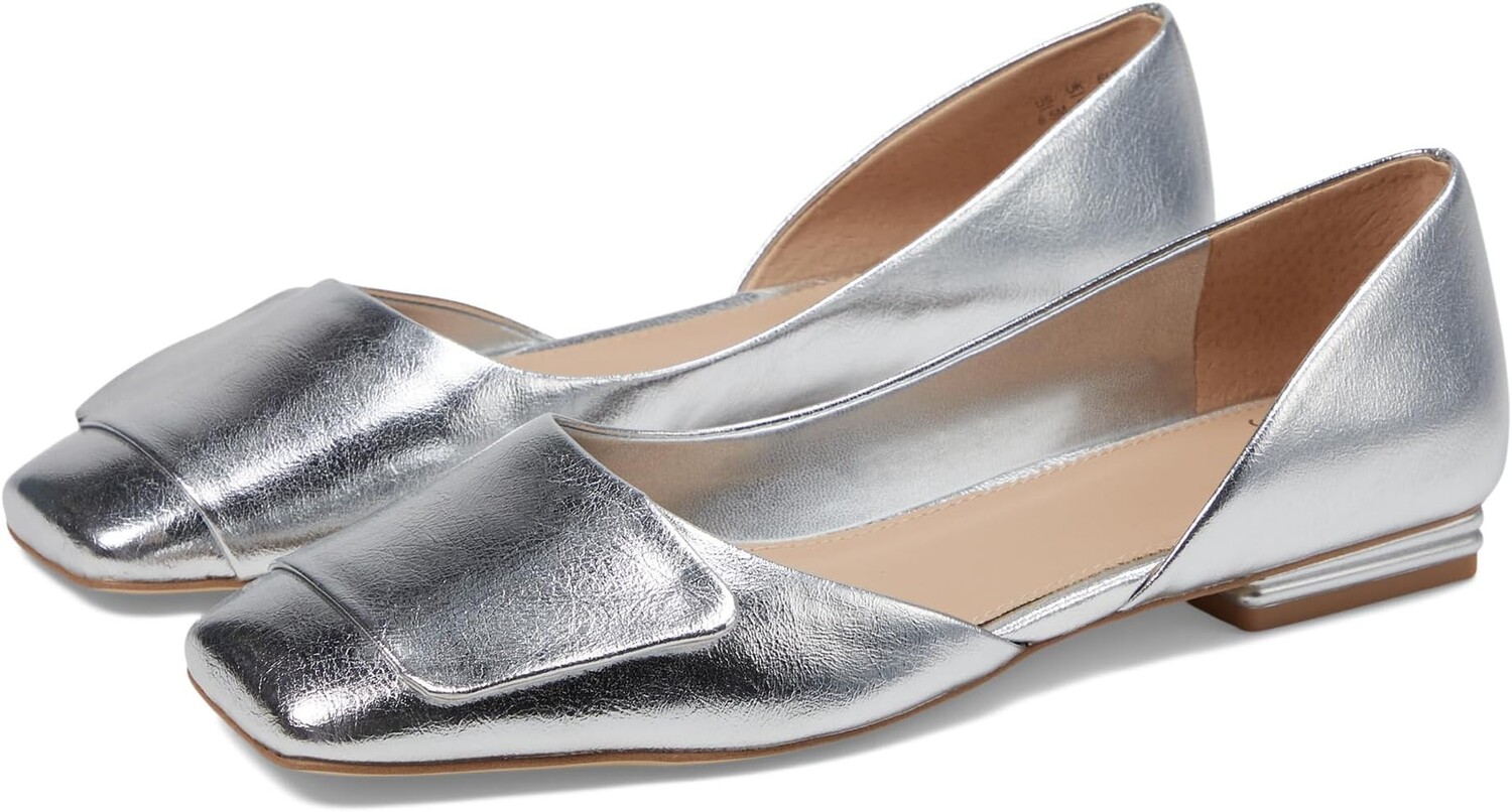 

Туфли на плоской подошве Franco Sarto Tracy Square Toe Flat, цвет Silver Metallic