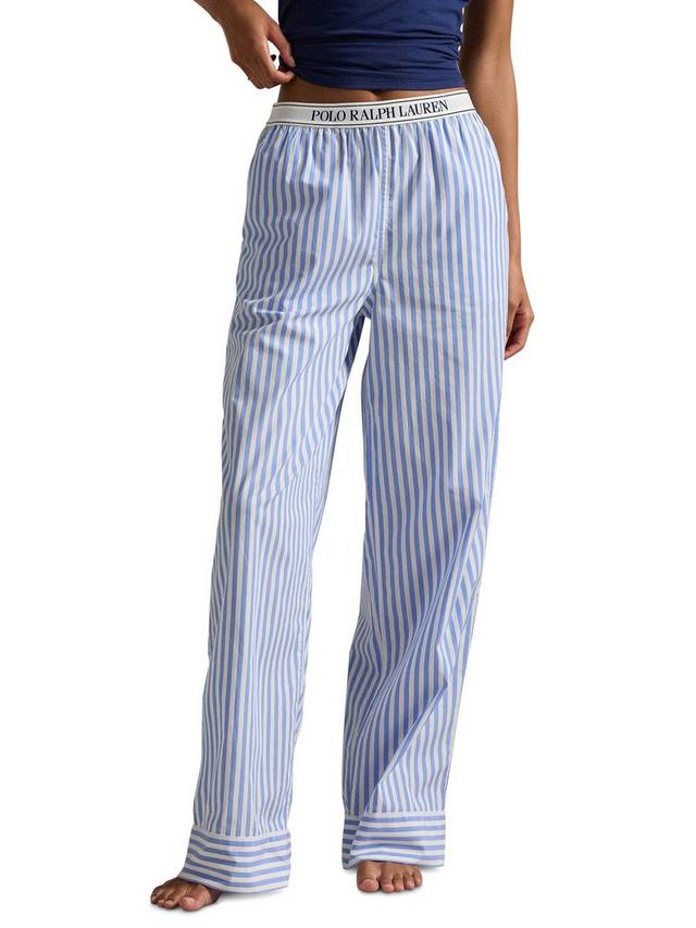 Пижамные брюки в полоску из сорочечной ткани Polo Ralph Lauren, Hydrangea Blue/White — фото 4