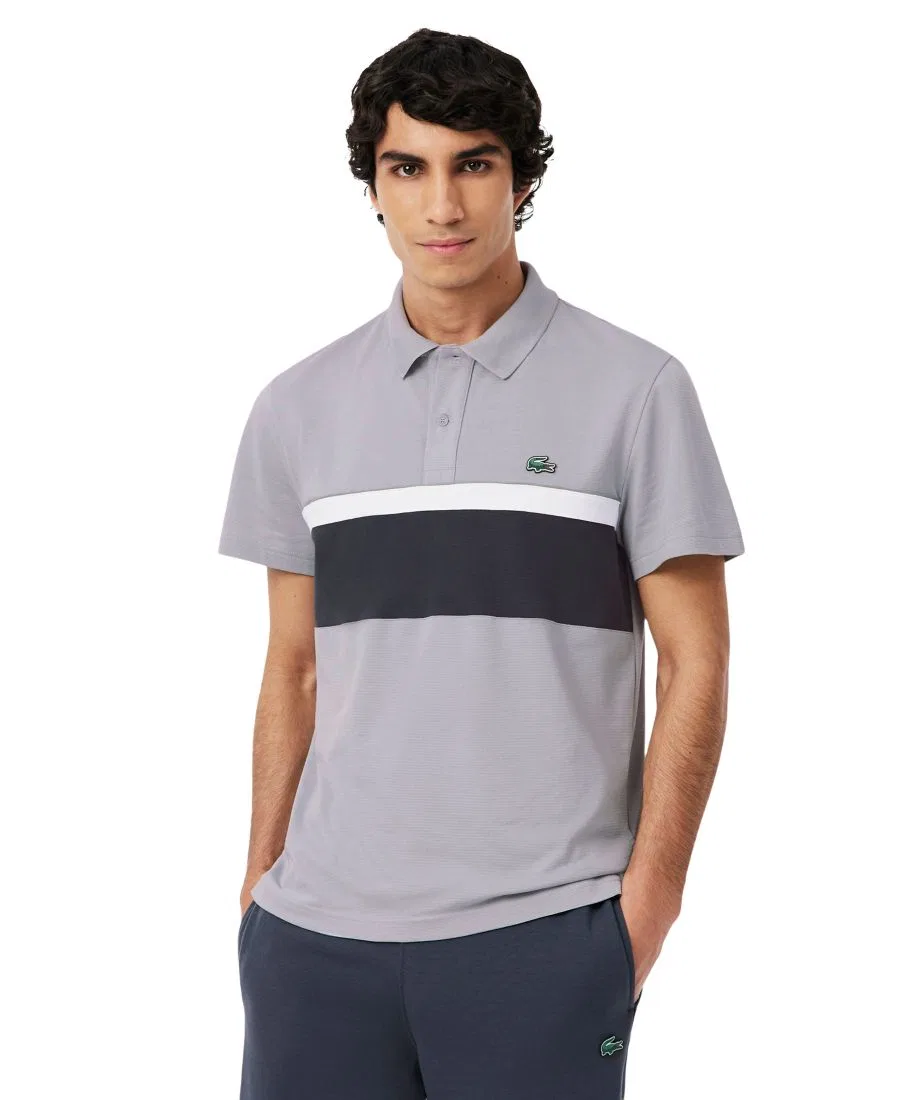 Мужская рубашка-поло стандартного кроя с цветовыми блоками Lacoste, серый