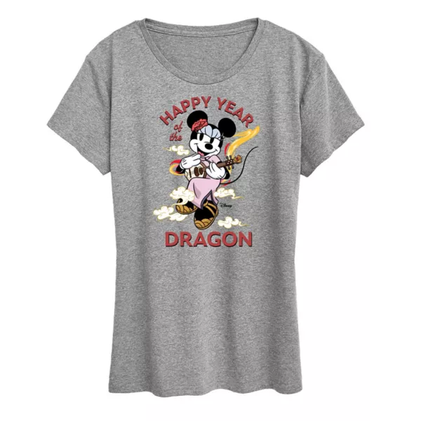 

Футболка женская с принтом Микки Маус и драконом Disney, серый