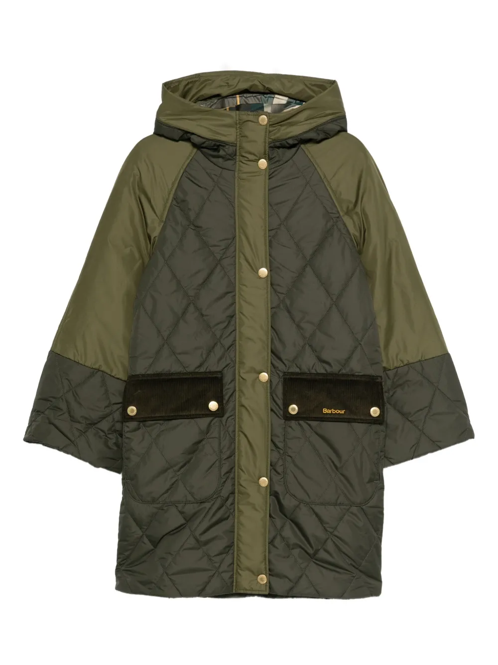 

Стеганное пальто с капюшоном Barbour, зеленый