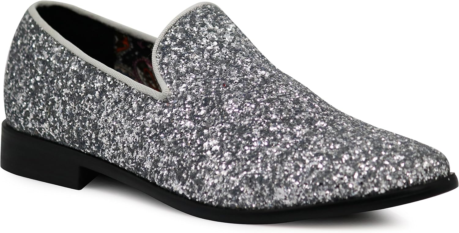 

Мужские винтажные блестящие лоферы SPK04, классические туфли слипоны под смокинг Enzo Romeo, серебро