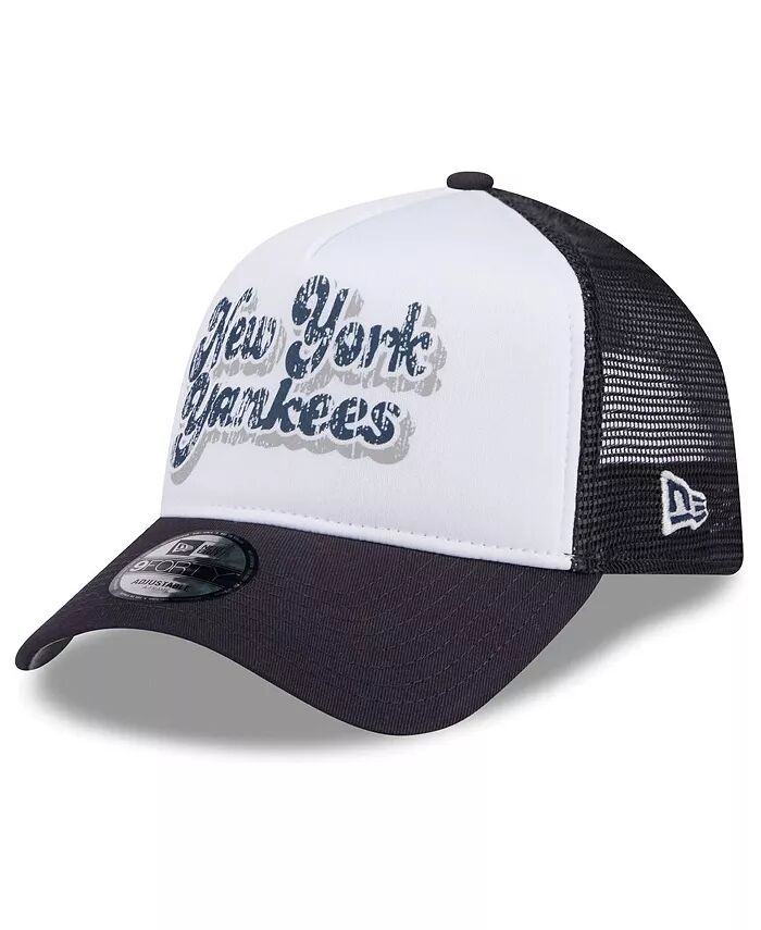 

Женская белая/синяя бейсболка New York Yankees Throwback Team Foam Front A-Frame Trucker 9Forty Adjustable New Era