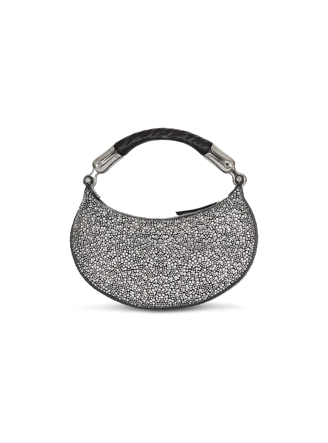 Мини-сумка Ebene из замши и с кристаллами Balmain, серебро — фото 4