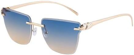 

Солнцезащитные очки без оправы квадратной формы 2027 года для женщин, модные металлические солнцезащитные очки для мужчин, солнцезащитные очки без оправы для женщин MTZJH, C5 Green Orange