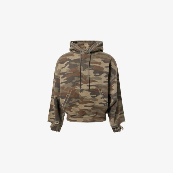 

Камуфляжный худи из хлопкового джерси с эффектом потертости Cole Buxton, цвет camo