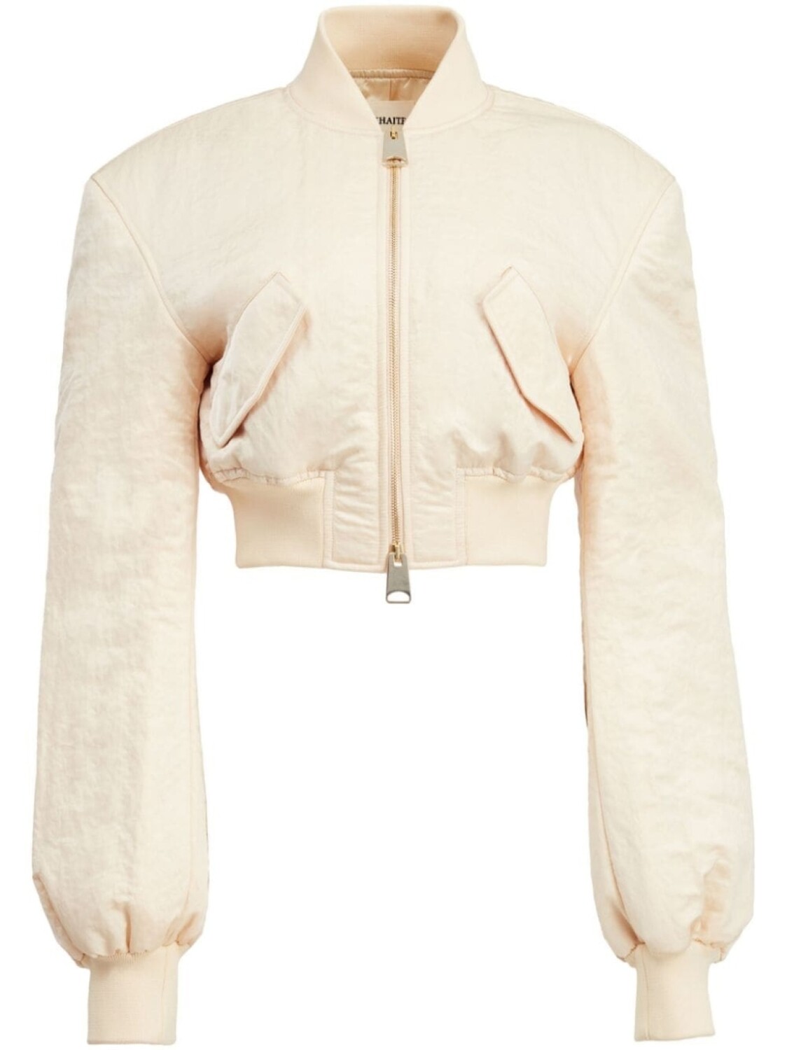 

KHAITE The Reggie cropped bomber jacket, нейтральный цвет