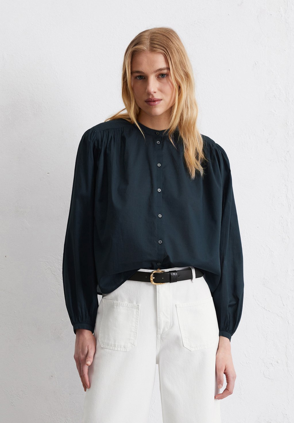 

Блузка на пуговицах BLOUSE LONG SLEEVE SOLID Marc O'Polo, темно-синий
