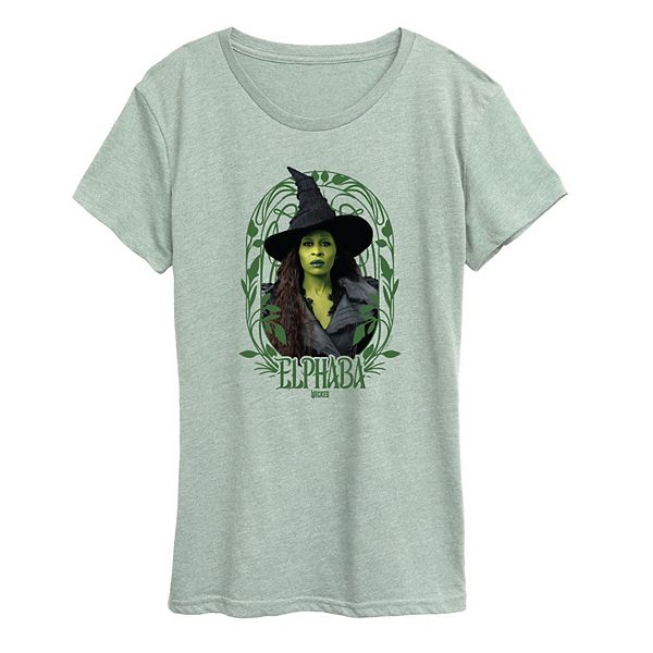 

Женская футболка Wicked for Good с принтом Elphaba Licensed Character, Heather Sea Foam