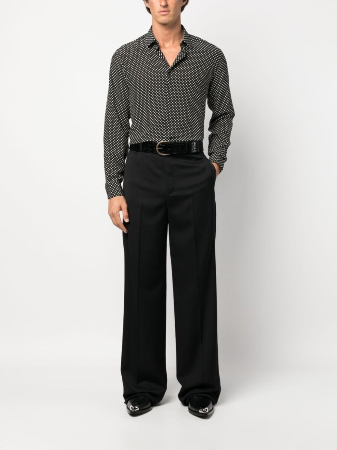 

Saint Laurent шелковая рубашка в горох, черный