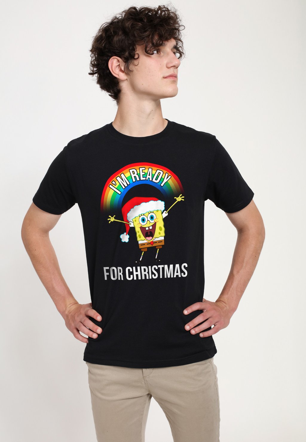 

Футболка с принтом SPONGEBOB SQUAREPANTS IM READY FOR CHRISTMAS Henry Tiger, черный