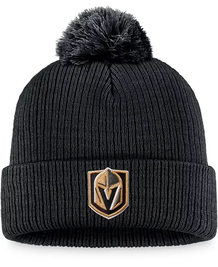 

Мужская черная вязаная шапка с манжетами и помпоном с логотипом Vegas Golden Knights Core Primary Fanatics