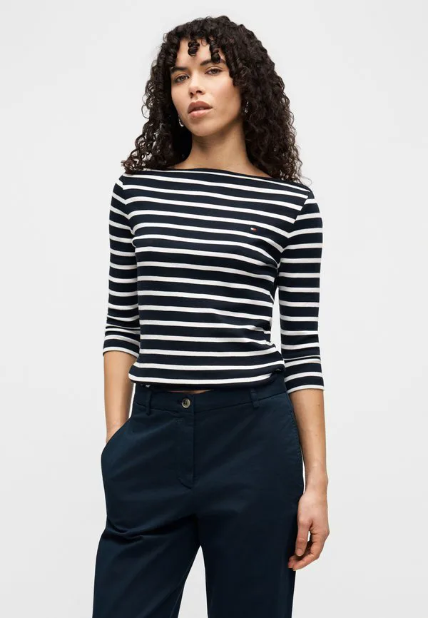 Выстиранные узкие прямые брюки-чиносы Tommy Hilfiger, Dark Night Navy — фото 4