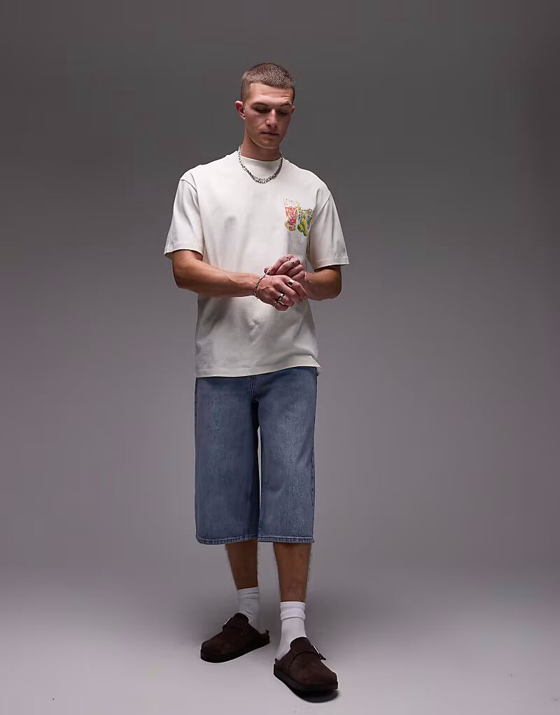 

Джинсовые шорты средней длины Topman светло-голубого цвета