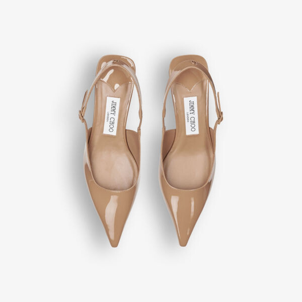 Кожаные туфли на каблуке Amel 50 с пяткой Jimmy Choo, цвет biscuit — фото 2