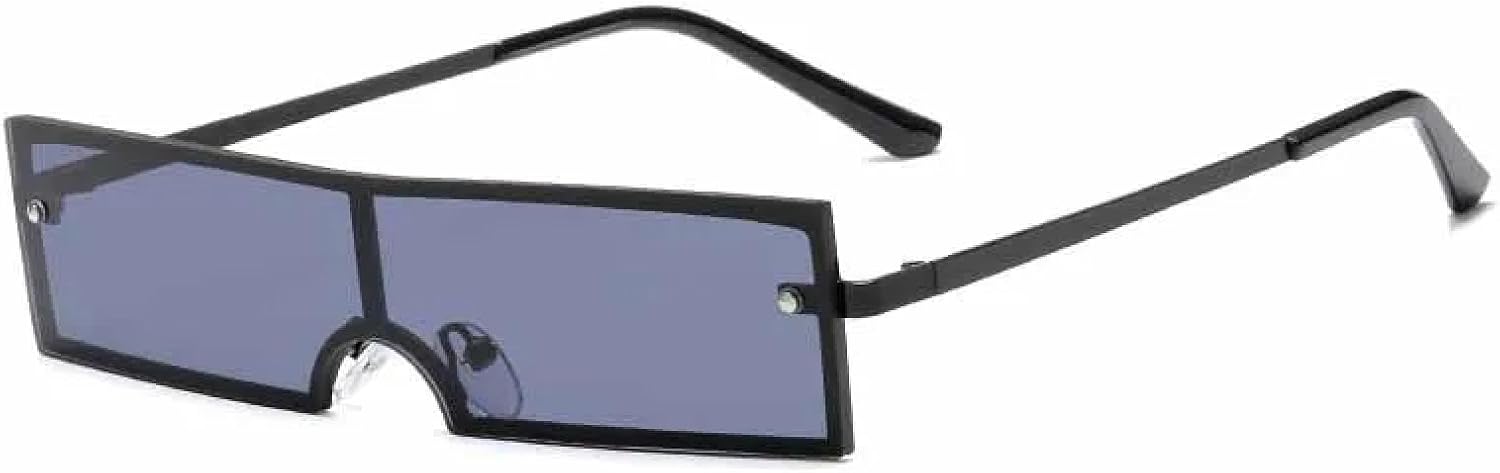 

Модные солнцезащитные очки в прямоугольной металлической оправе для женщин, роскошные, в стиле стимпанк, трендовые, хип-хоп, унисекс, защита от УФ-излучения UV400 TKKTLLT, Black Gray