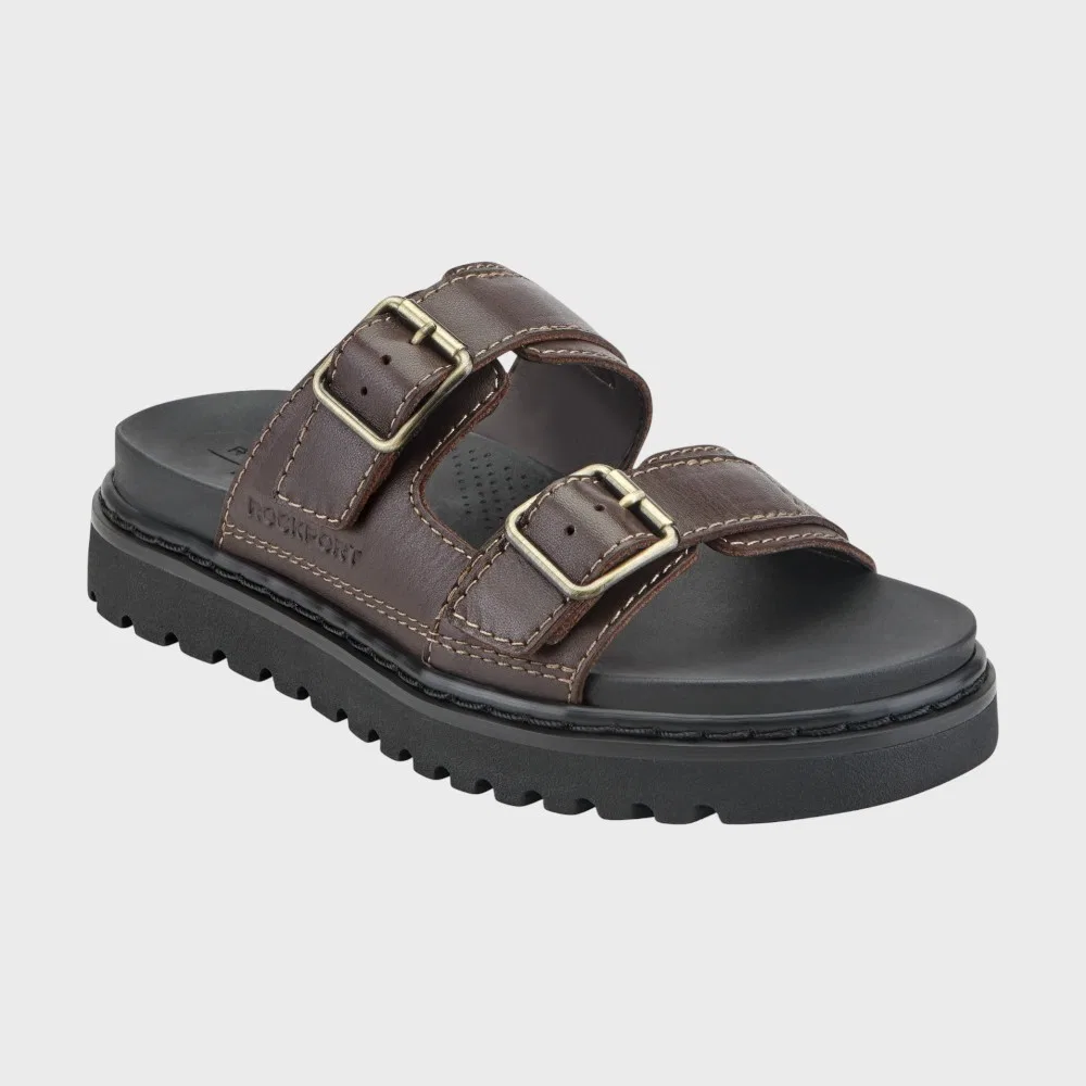 Мужские слайды Kirk Slide тёмно-коричневые от Rockport