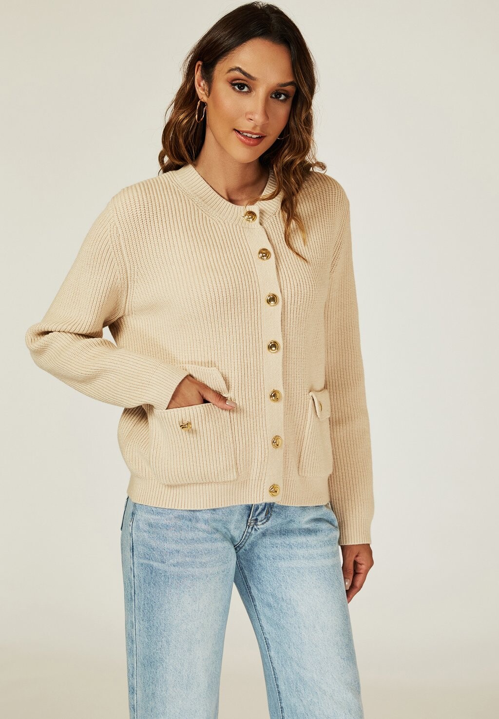 

Кардиган BUTTON THROUGH WITH POCKET FS Collection, коричневый