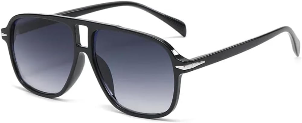 

Солнцезащитные очки с защитой UV400 | Двойная перемычка, заклепки, синие линзы | для женщин и мужчин, для занятий спортом на открытом воздухе и вождения DSVIGF, Black Gary