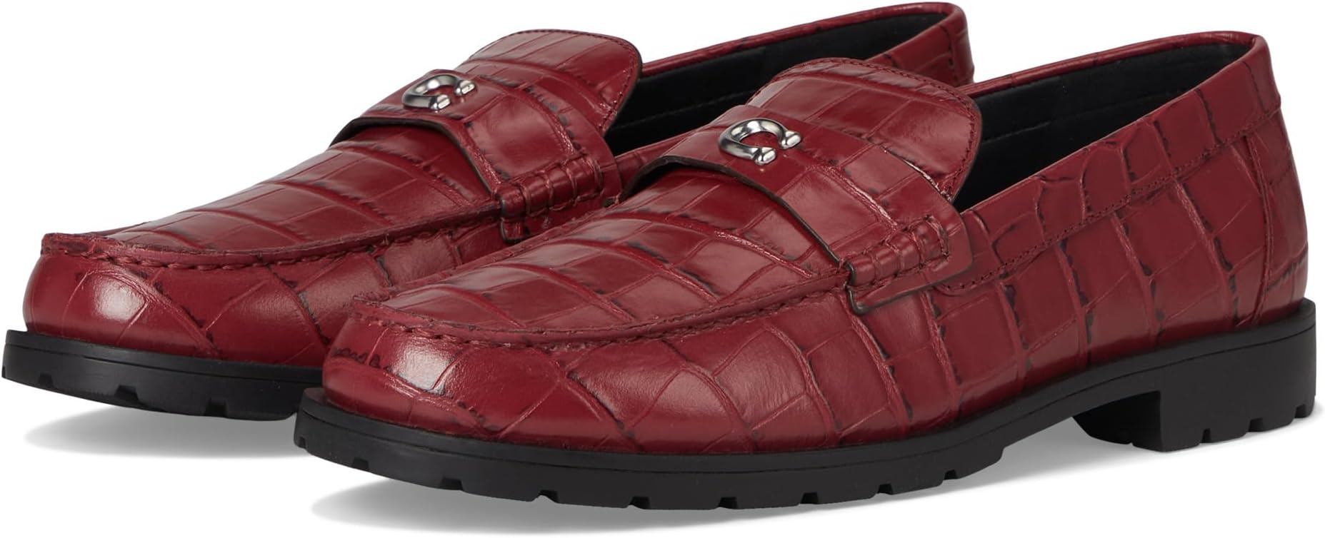 Лоферы COACH Jocelyn Embossed Croc Loafers, цвет Dark Ruby