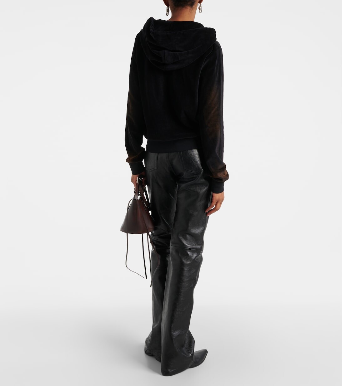 Бархатное худи faro из смесового хлопка Acne Studios, черный — фото 3