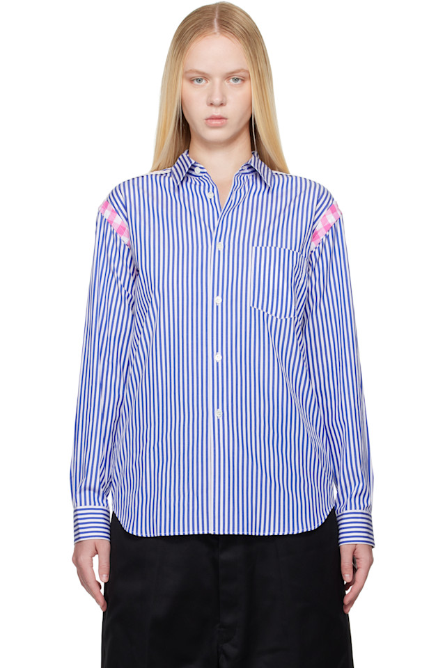 

Рубашка с полосатой отделкой в клетку Comme Des Garçons Shirt, мультиколор