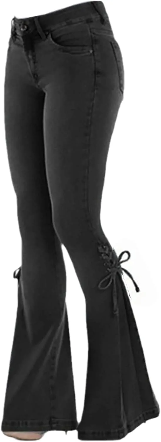 

Женские джинсы с высокой талией и расклешенным низом TACSTRUN