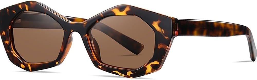 

поляризованные солнцезащитные очки для женщин из ацетата, очки «кошачий глаз», ретро-очки с многоугольным леопардовым принтом, коричневые, женские аксессуары, подарок WNCKSQ, Leopard With Brown