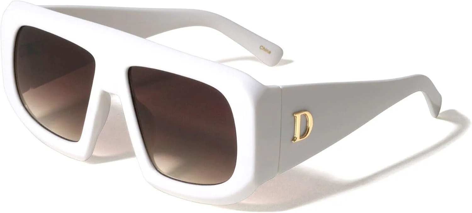 

Dweebzilla — большие овальные солнцезащитные очки для активного отдыха, классические, повседневные, в стиле ретро, ​​дизайнерские, White Frame - Brown Gradient Lenses