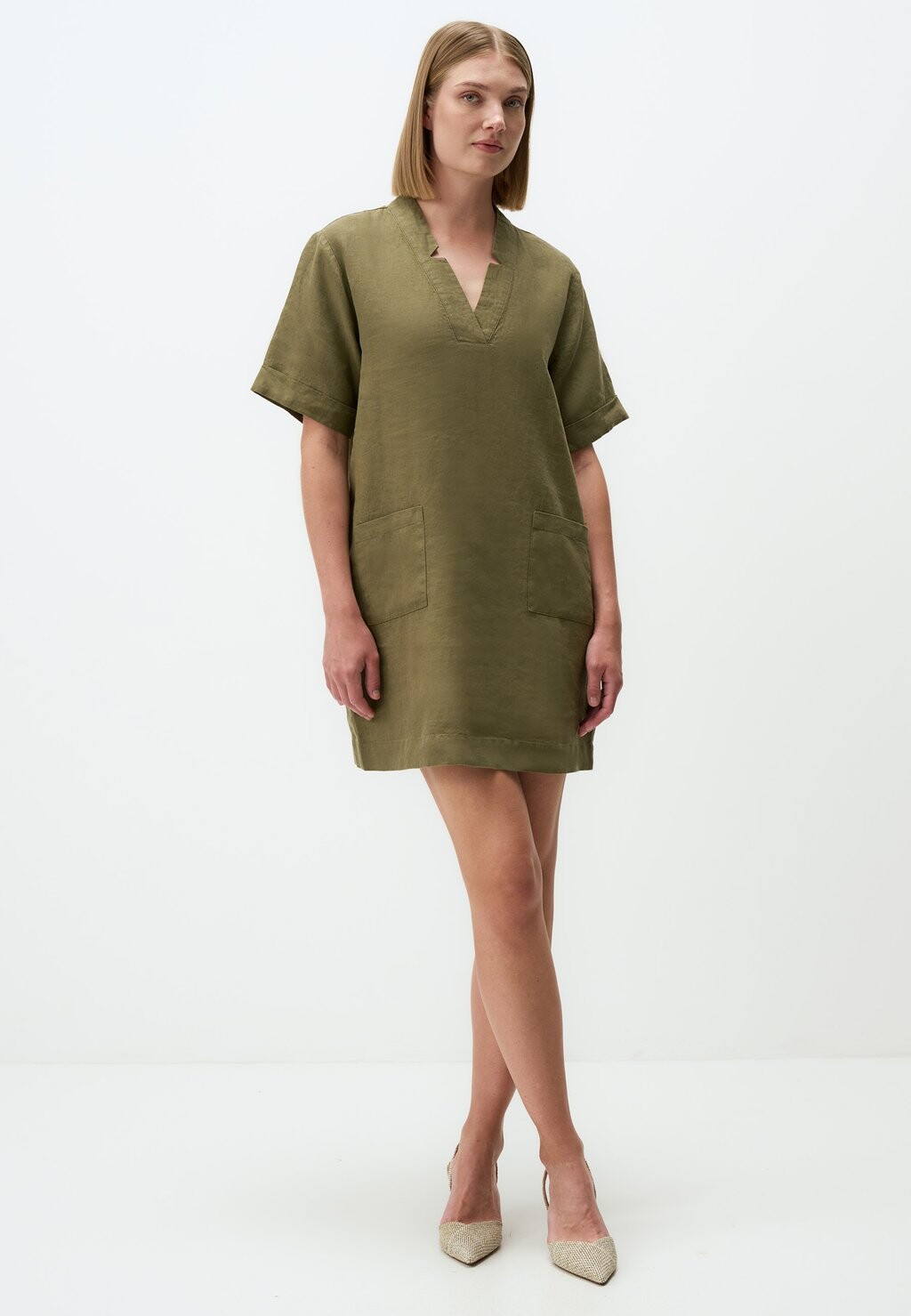 

Дневное платье V-NECK SHORT SLEEVED Jimmy Key, хаки