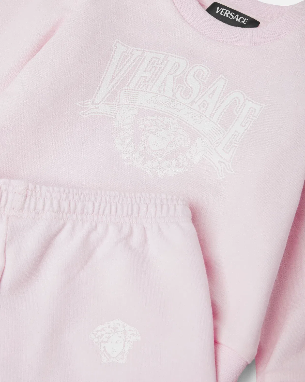 Детский комплект из хлопковой толстовки с принтом Versace, розовый — фото 4