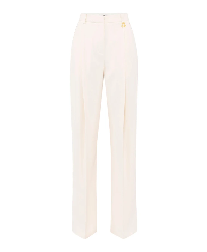 

Брюки-Палаццо со складками и контрастными швами Elisabetta Franchi, бежевый