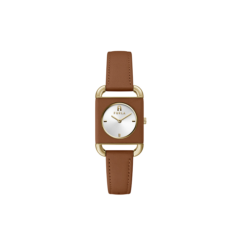 

Furla Часы HERITAGE Series Wrist Watch Quartz Movement Genuine Leather Strap 28mm Silver Dial Women's Watch, Cognac Brown