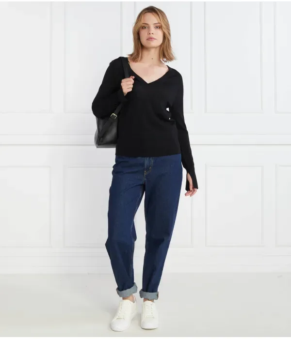 Свитер из сверхтонкой шерсти V-NK regular fit Calvin Klein, черный — фото 2