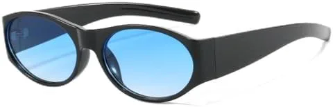 

Модные простые овальные солнцезащитные очки для женщин. Универсальный стиль, повседневные солнцезащитные очки с защитой от УФ-излучения MTZJH, Black Blue