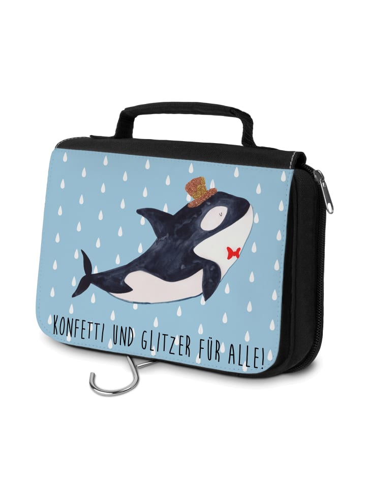 

Mr. & Mrs. Panda Косметичка в виде косатки с цилиндром и надписью пастельно-голубого цвета