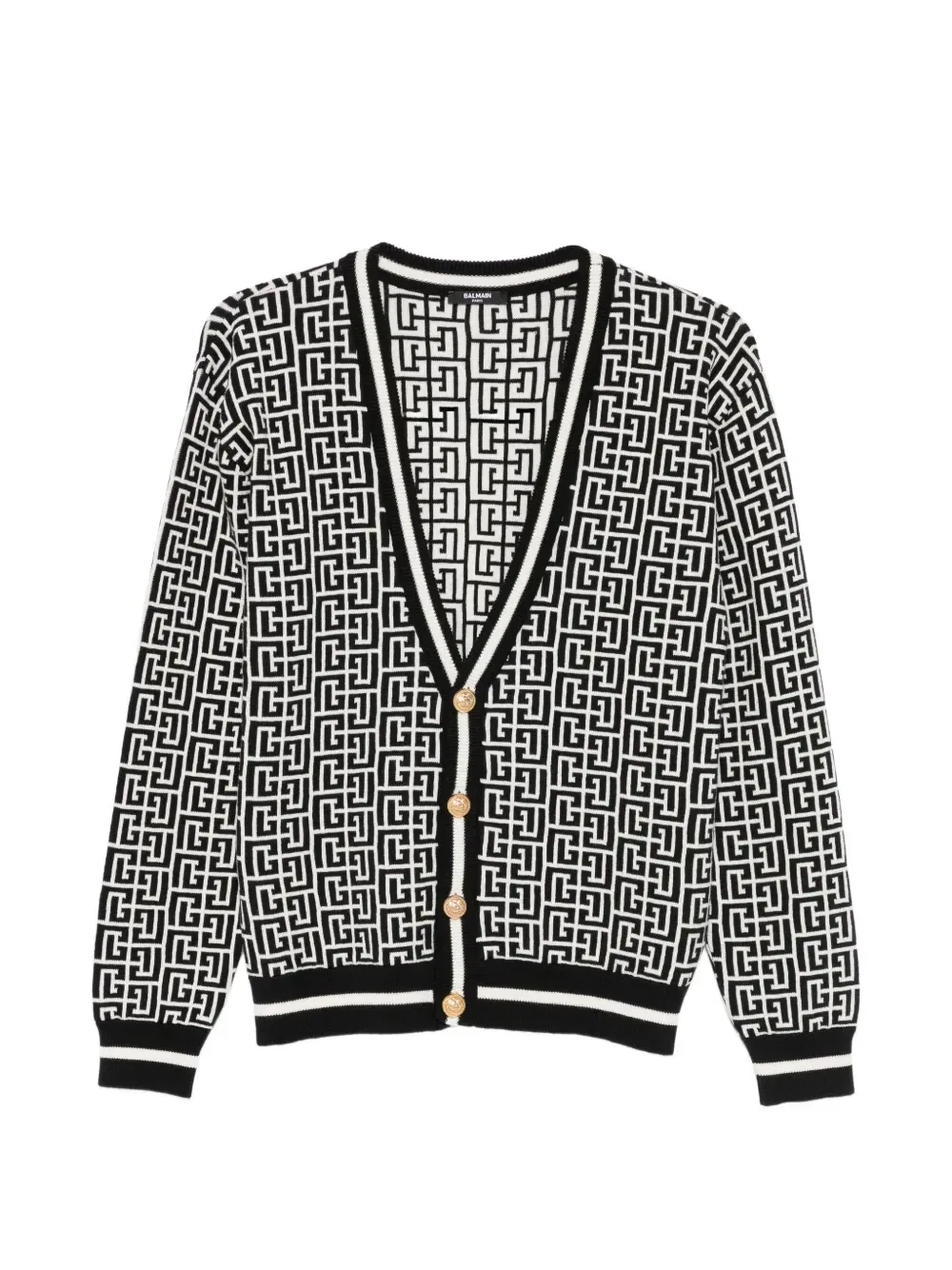 Кардиган с узором на пуговицах Balmain Kids, черный